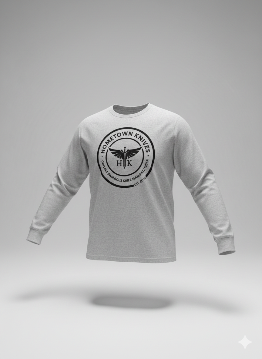 Light Grey Long Sleeves HTK TShirt - HomeTown Knives