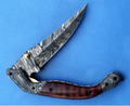 HTK -153 Damascus Knife custom handmade Folder pocket knife / Custom / Snake Wood handle / Damascus steel bolster / Liner Lock - HomeTown Knives