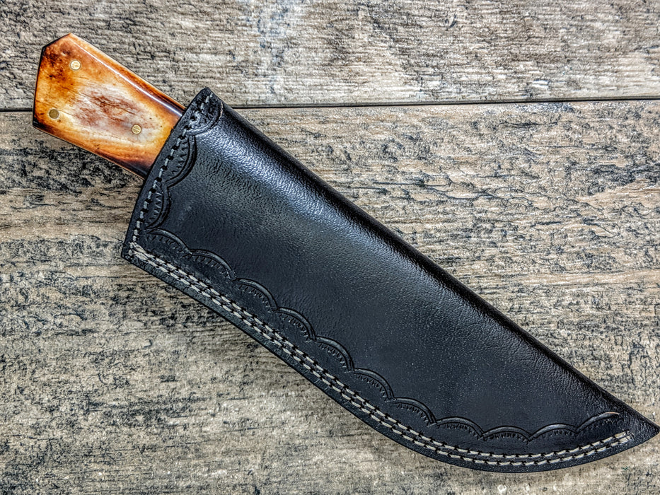 HTS-521 Burnt Bone Damascus Skinner // Hunting // Skinning // Camping // Functional Beauty