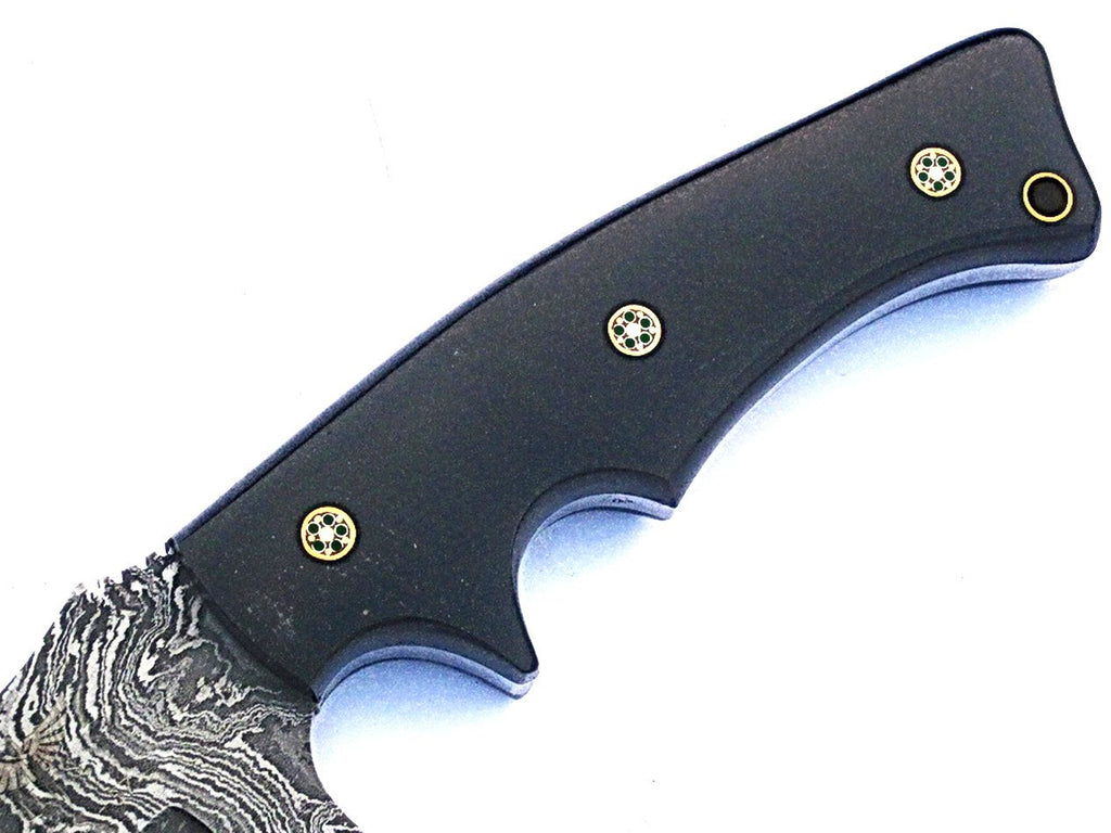 HTS-57  Damascus Knife custom handmade Tracker / Black Micarta handle / Drop Point / - HomeTown Knives