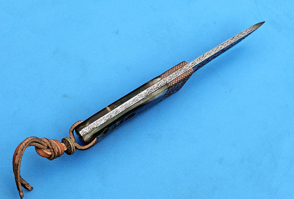 HTK-278 Knife/ Skinner / Hunting / Camping / Hand Made / Custom / Ram Horn  Handle / 1095 Steel - HomeTown Knives