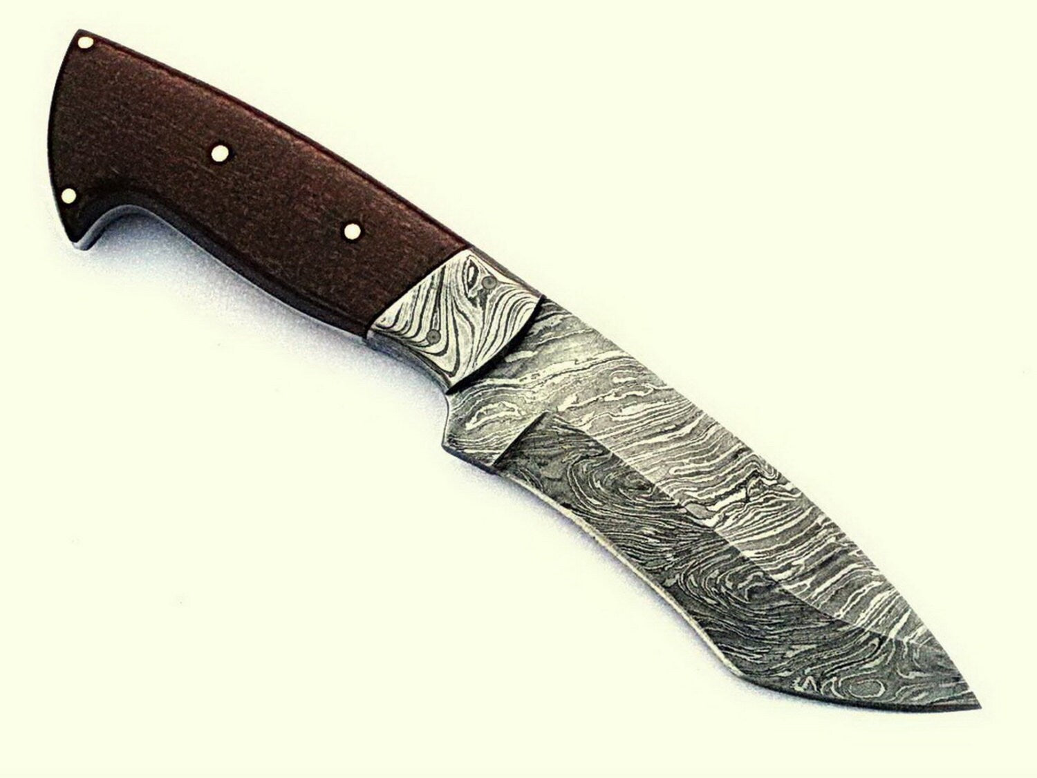 HTS-99 Damascus Utility Knife/ Twist Pattern/ Skinner / Hunting / Camping / Hand Made / Custom / Beautiful Shaded Micarta Handle /