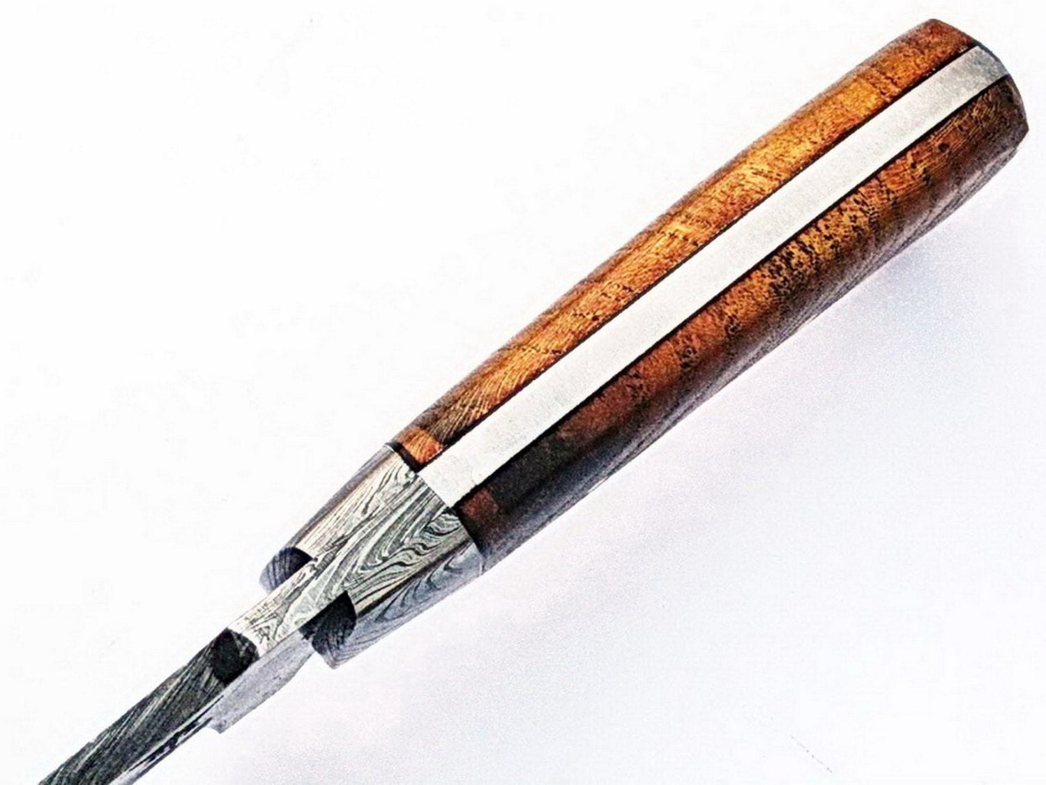 HTS-85Damascus Utility Knife/ Skinner / Hunting / Camping / Hand Made / Custom / EXOTIC HIMALAYAN Wood Handle / - HomeTown Knives