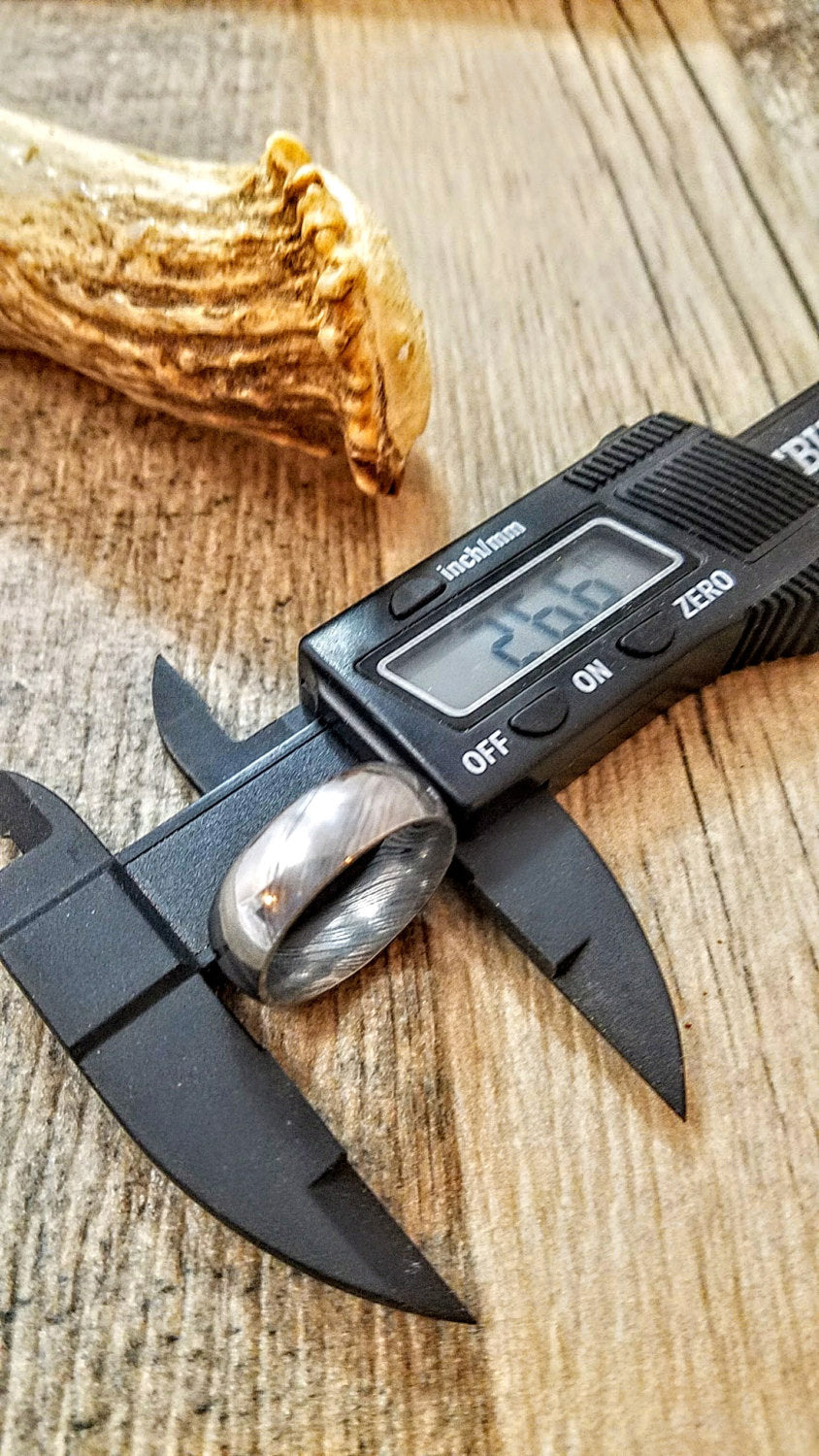 HTU-2 Damascus Ring : Forged & Hand Crafted  - Rounded Center - HomeTown Knives