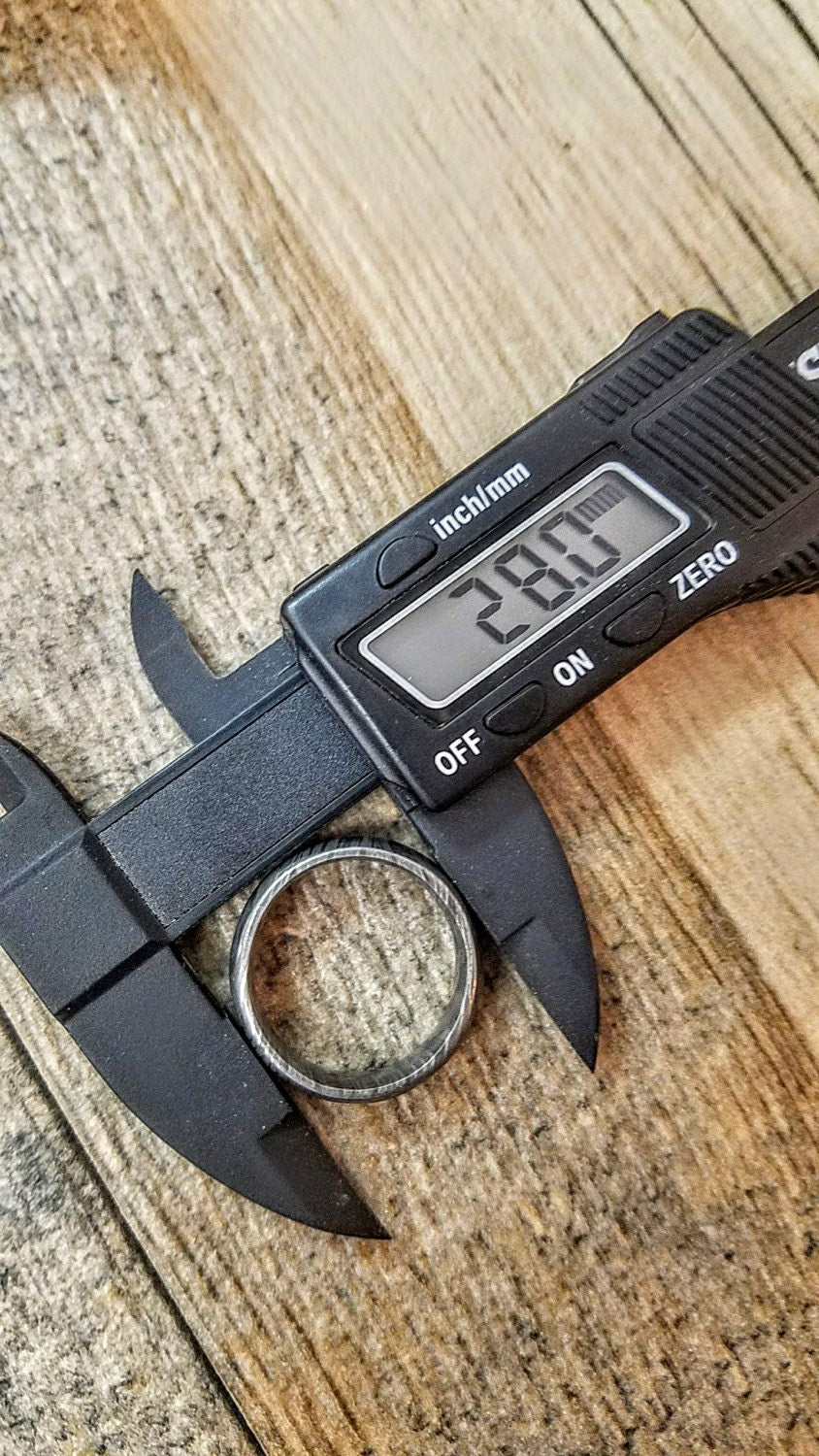 HTR 0 - Damascus Ring : Forged & Hand Crafted  - Embedded Brass Liner