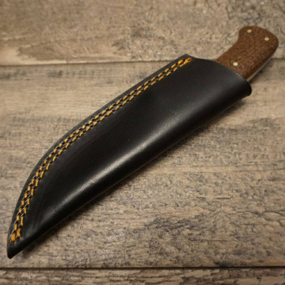 HTS-84 Brown Skinner / 3.5" Blade / Hand Crafted and Hand Forged/ Damascus Steel / Fire Pattern