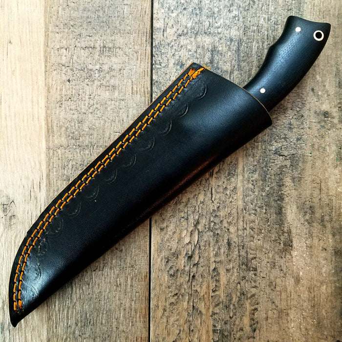 HTS-3 Sweeping Skinner Damascus // Handmade / Custom / Forged  / Curved Micarta Handle/ Survival Tool / Bushcraft / Field / Skinner - HomeTown Knives