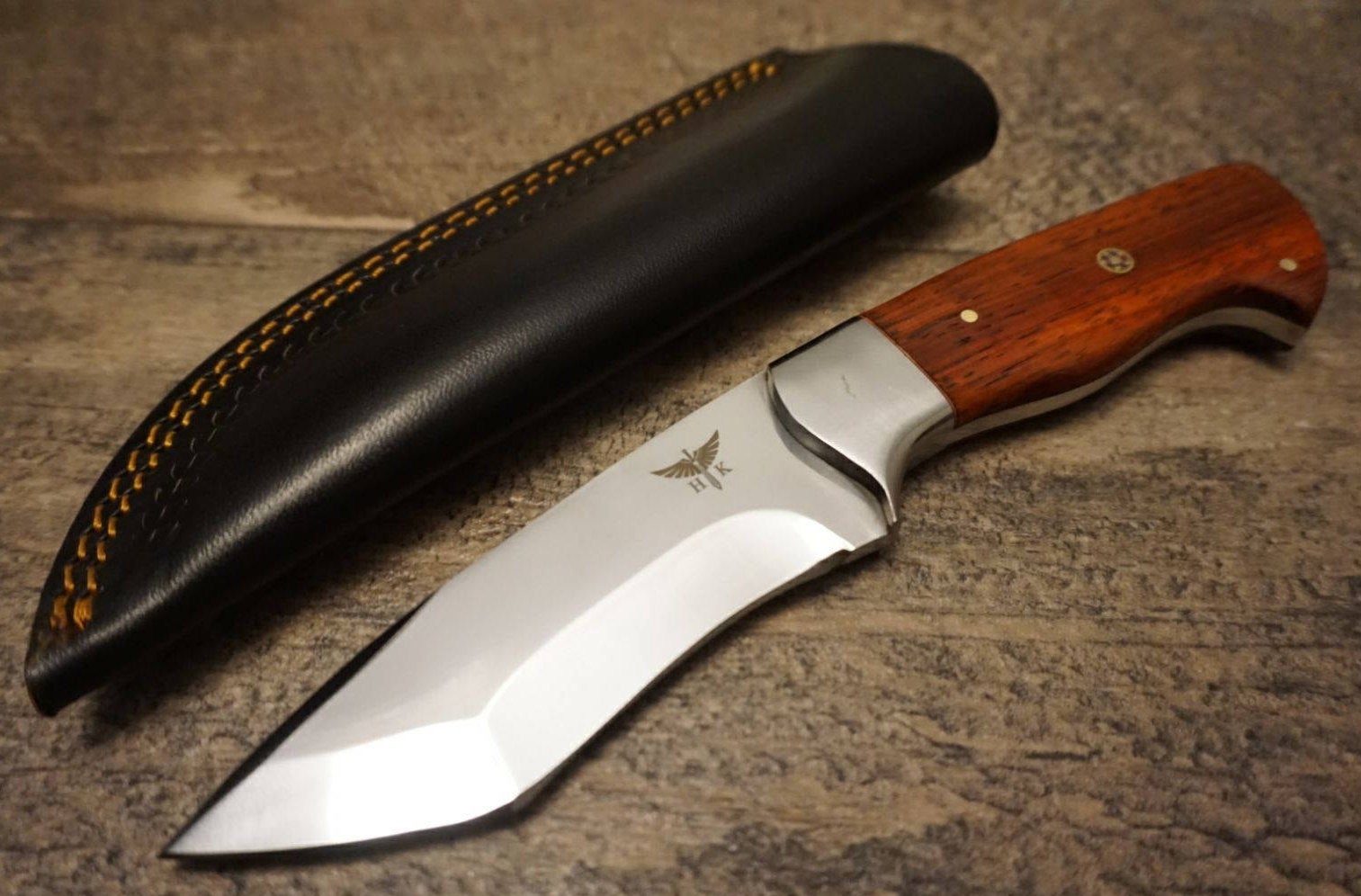 HTS 443p PADUK Skinner / 440 Stainless Steel / Mirror Polish / 4" Blade / Hand Crafted - Hand Polished and Fitted / HEFTY