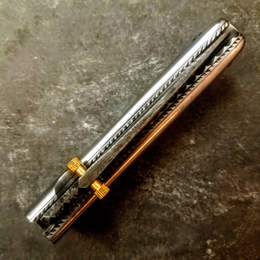 HTS-9  Damascus Knife custom handmade Folder / Micarta handle / Damascus bolsters - HomeTown Knives