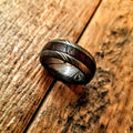 HTR4 - Damascus Ring :  Embedded African Wenge Liner - UNIQUE - Only at HomeTown Knives - HomeTown Knives