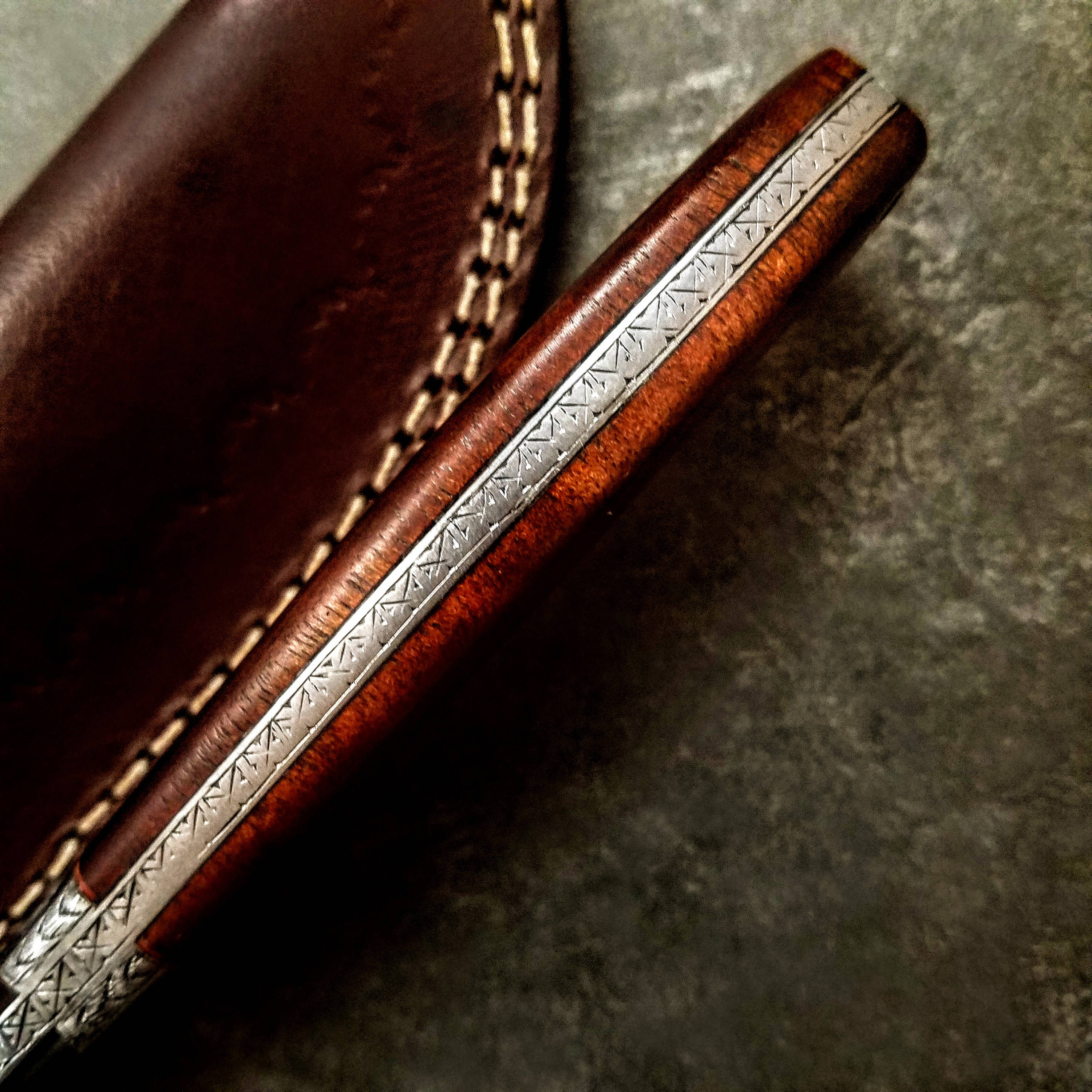 HTS-706 Knife/ Skinner / HAND ENGRAVED /  Hunting / Camping / Hand Made / Custom / Bone Handle / 440C / High Hardness - HomeTown Knives