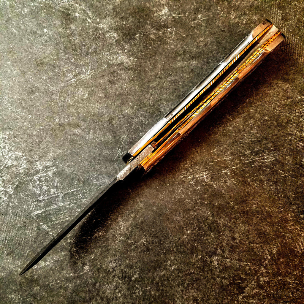 HTS-605 / 440C Beak Style Engraved Folder / EXCEPTIONAL Art / Handcrafted / Hometown Knives / Metal Engraving / EDC/ Folder / Pocket / Sharp - HomeTown Knives