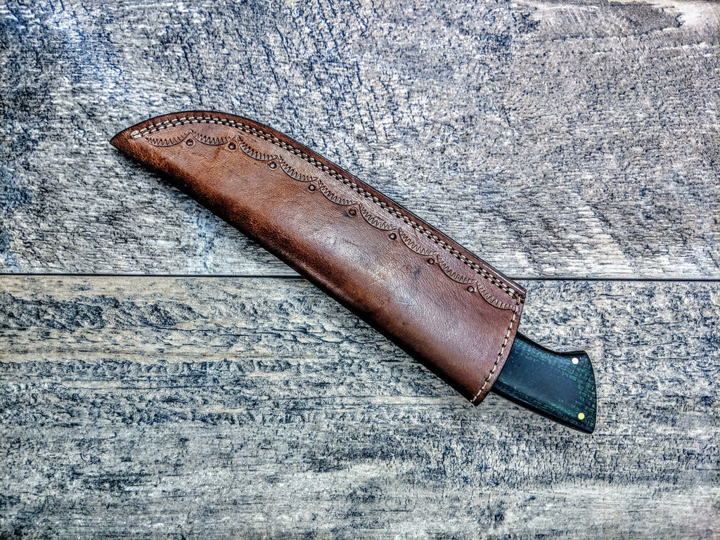 HTSE-3 / Damascus Skinner / HAND METAL Engraved Bolster / Exceptional Art / Hometown Knives / Metal Engraving