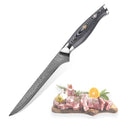 HTC-13 - Fillet Knife ǁ Black VG10 Sanmai Stainless Damascus ǁ Flexible ǁ Ergonomic ǁ Professional Chef ǁ Sharp & Holes Edge - HomeTown Knives