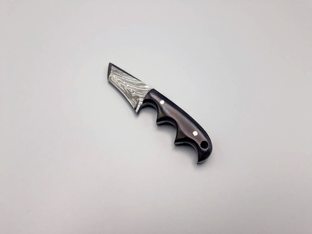 HTNK3 // Tanto Neck Knife Damascus // Skinner // Natural Ram Horn Handle // EDC // Camp // All purpose