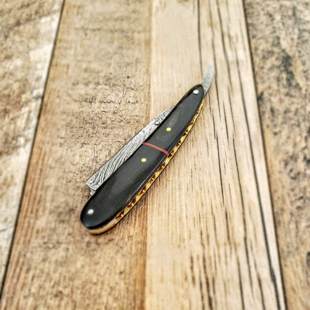 HTRR1 // Replaceable Blade Damascus Straight Razo // Close Shave // UNIQUE Handmade // Custom //  Constantly Innovating