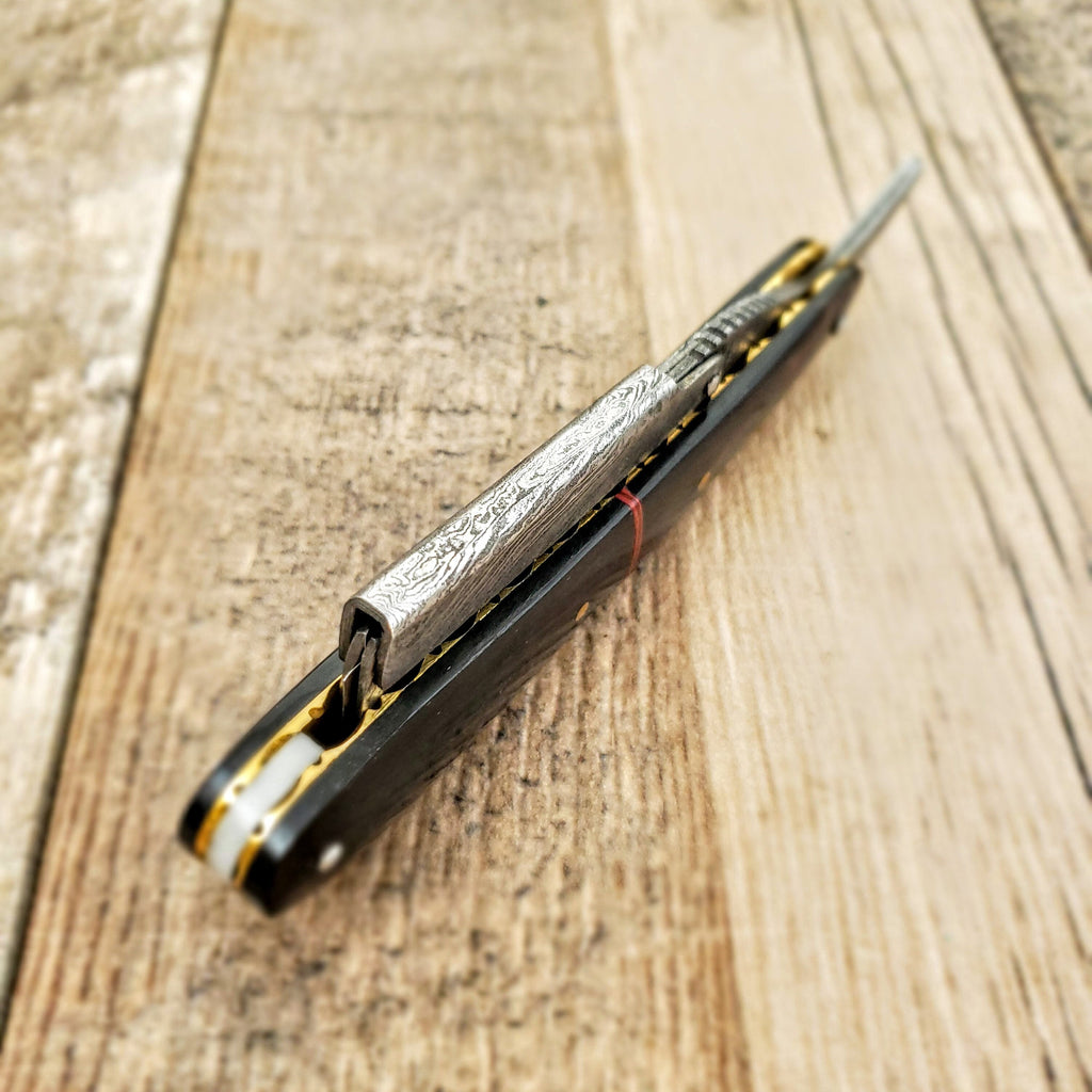 HTRR1 // Replaceable Blade Damascus Straight Razo // Close Shave // UNIQUE Handmade // Custom //  Constantly Innovating
