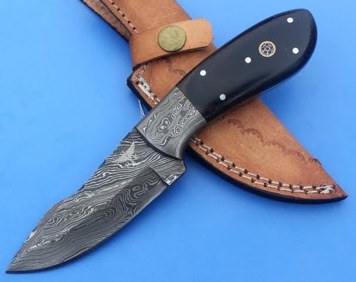 HTK -32 Damascus  Knife/ Skinner / Hunting / Camping / Hand Made / Custom / Micarta Handle - HomeTown Knives