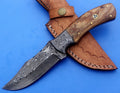 HTK-34 custom handmade Damascus Skinner Knife / Rose Wood handle / Great quality - HomeTown Knives