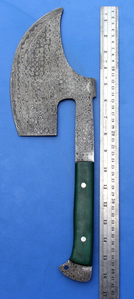 HT-31 Damascus Knife custom handmade Goosewing Axe / Micarta Handle / Camping / Hunting - HomeTown Knives
