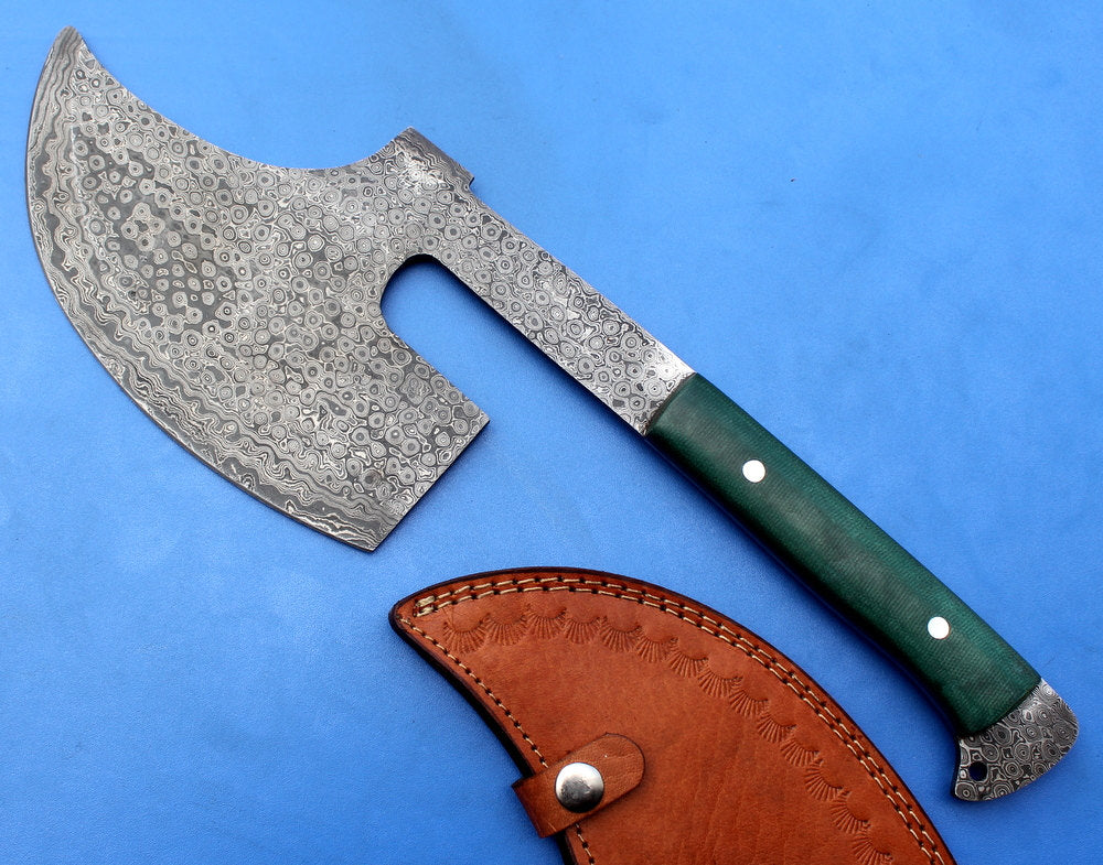 HT-31 Damascus Knife custom handmade Goosewing Axe / Micarta Handle / Camping / Hunting - HomeTown Knives