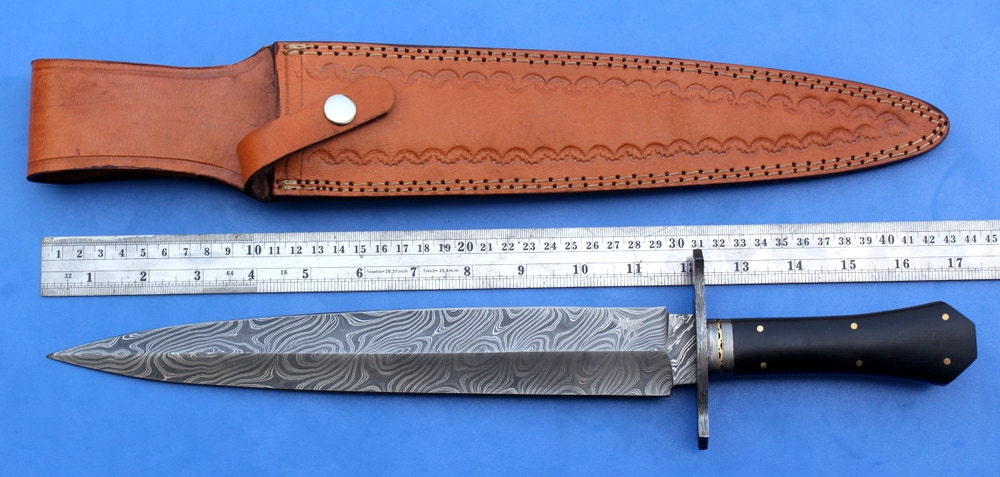 HTK-133 Damascus Knife custom handmade Dagger / Micarta handle / Great quality - HomeTown Knives