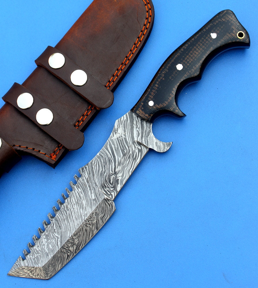HTS-186  Damascus Knife custom handmade Tracker / Micarta handle
