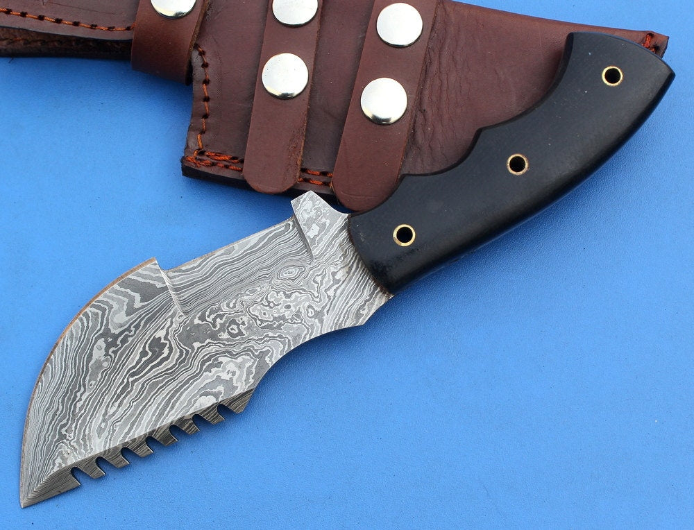 HT-48  Damascus Knife custom handmade Tracker  / Micarta handle