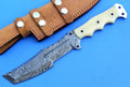 HT-52 Damascus Knife custom handmade Tracker / Camel Bone handle