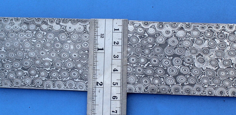 HTK-194 Damascus Knife custom handmade Billet / Great quality / Rain Drop Pattern / Annealed  state / 2" x .11" x 10"