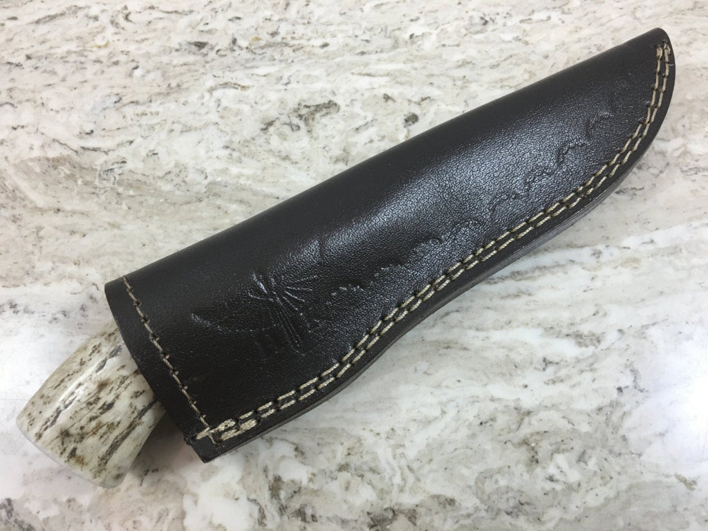 HTKVN-52  Damascus Skinner Custom handmade Knife / Whitetail Stag / Fire Pattern / Great quality / Camping / Hunting / Ergonomic / - HomeTown Knives