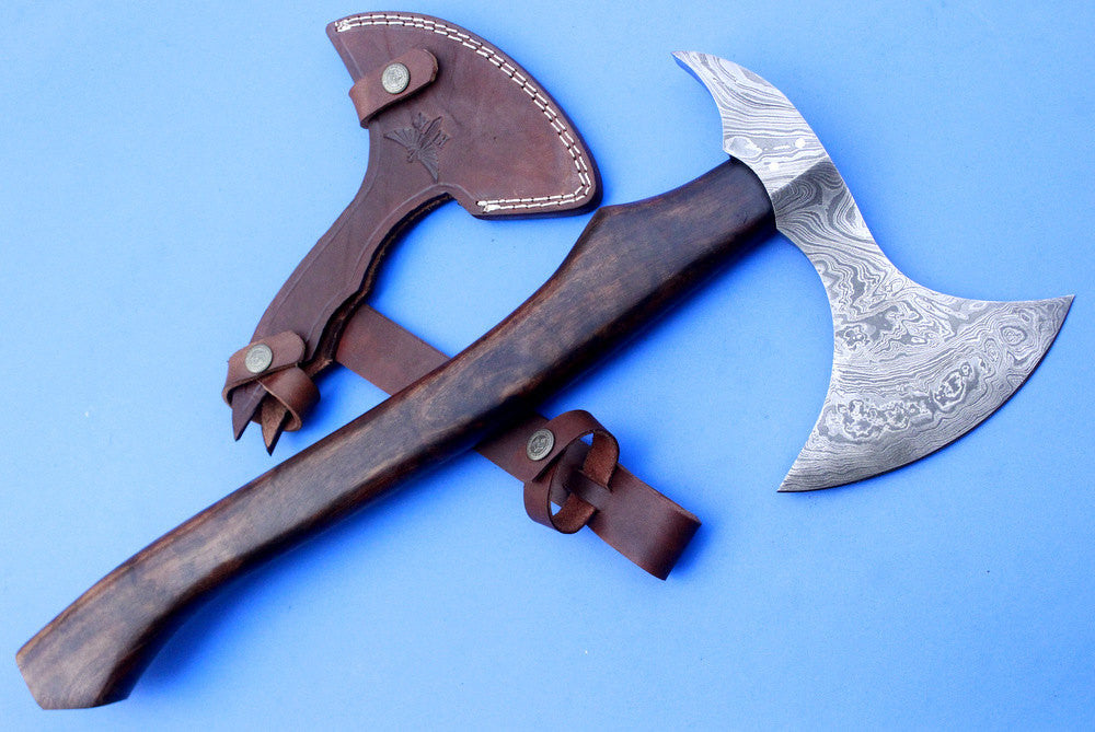 HTK 39 -  Damascus Knife custom handmade War Hammer Axe - Beaf Chopper/ Functional / Camp ready - HomeTown Knives