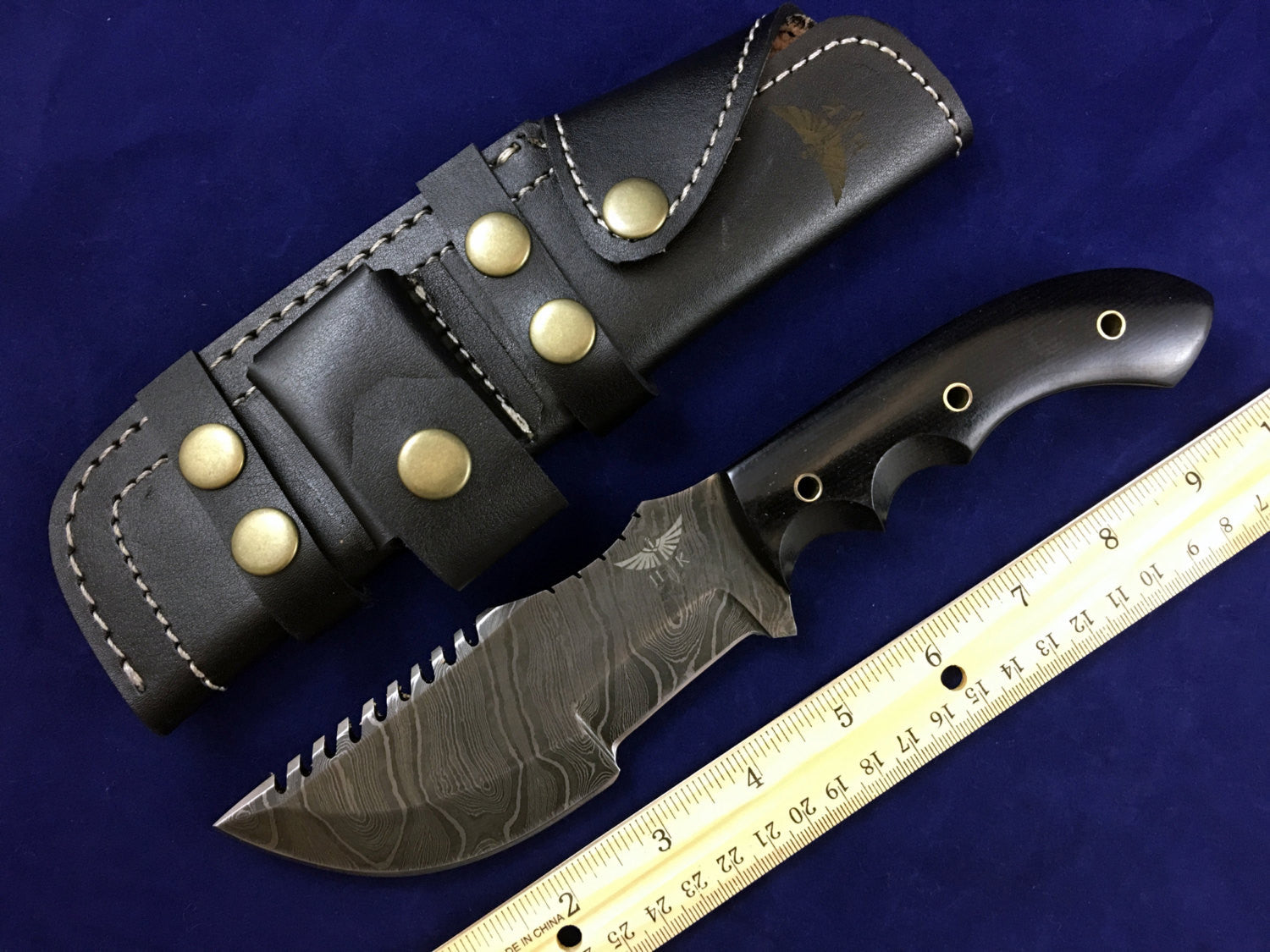 HTN 14 Damascus knife / Tracker / Hand Made / Custom / Forged Damascus / High Polished / Micarta handle/ Survival Tool / Bushcraft / Field - HomeTown Knives
